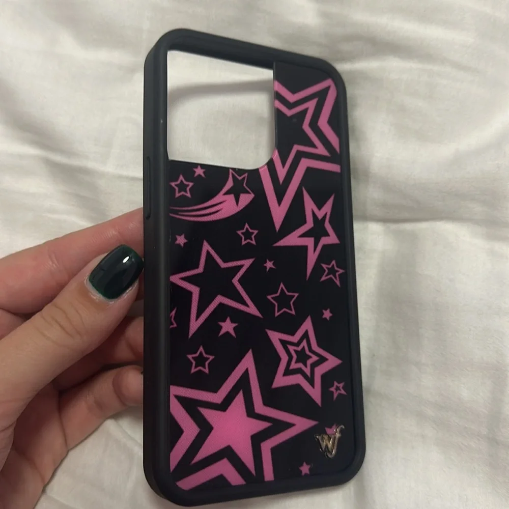 Wildflower black and pink stars iPhone 13 Pro case